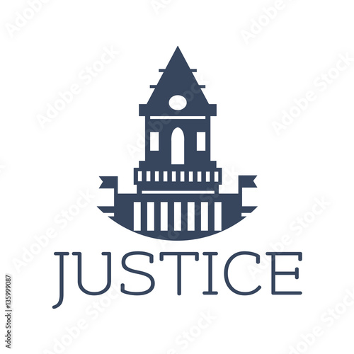 Justice vector icon with castle or court building
