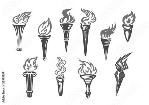 Oplympic games flame vector isolated icons set © Vector Tradition