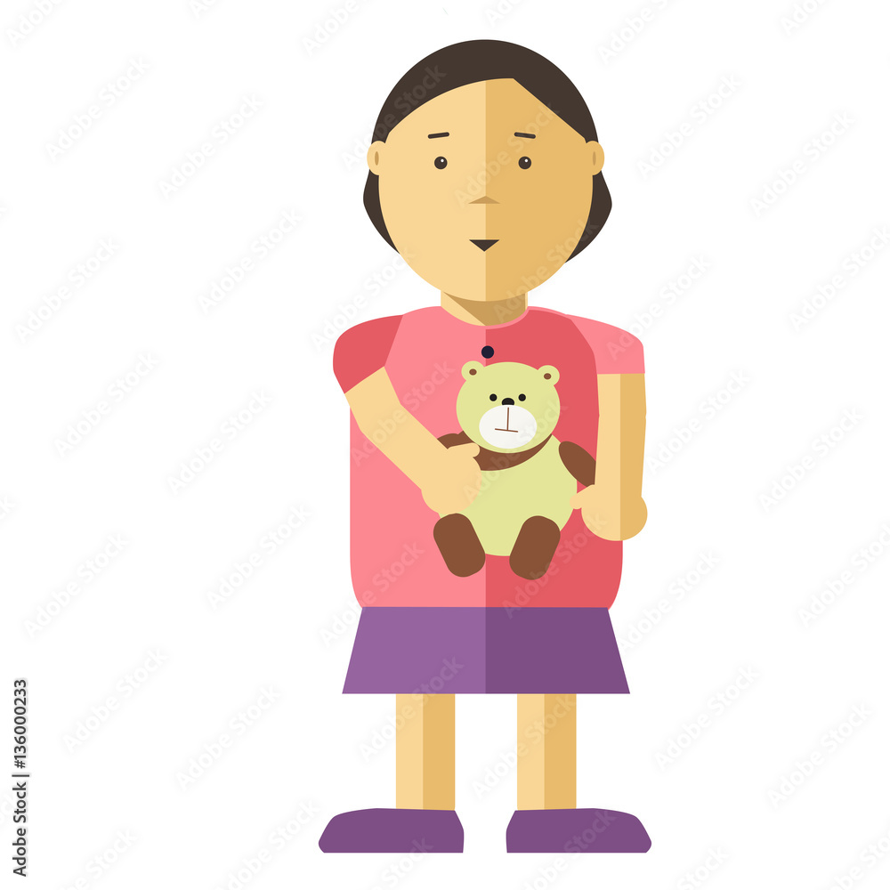 Girl child or kid vector flat illustration