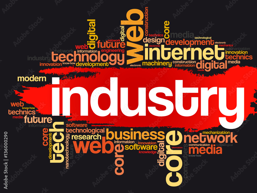 Industry word cloud, technology business concept background