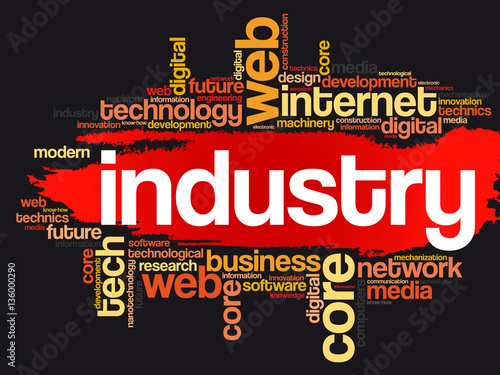 Industry word cloud, technology business concept background