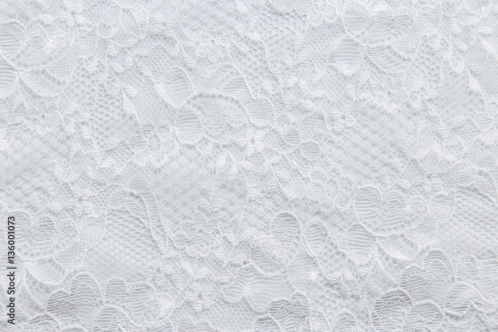 White lace with small flowers fabric texture background - obrazy, fototapety, plakaty 