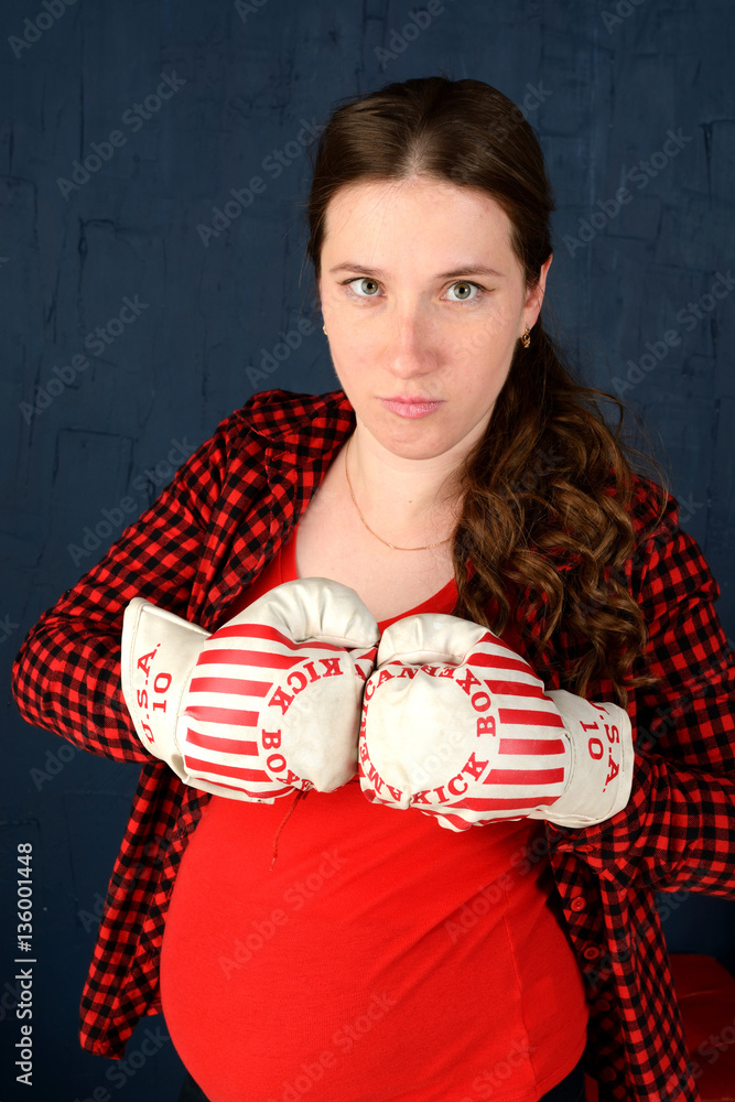 Pregnant woman with boxing gloves Stock Photo Adobe Stock