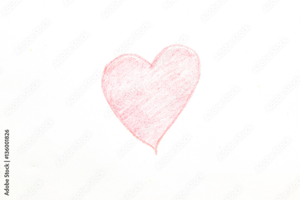 Drawing heart shape isolated on white background.