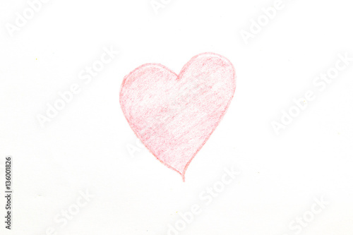 Drawing heart shape isolated on white background.