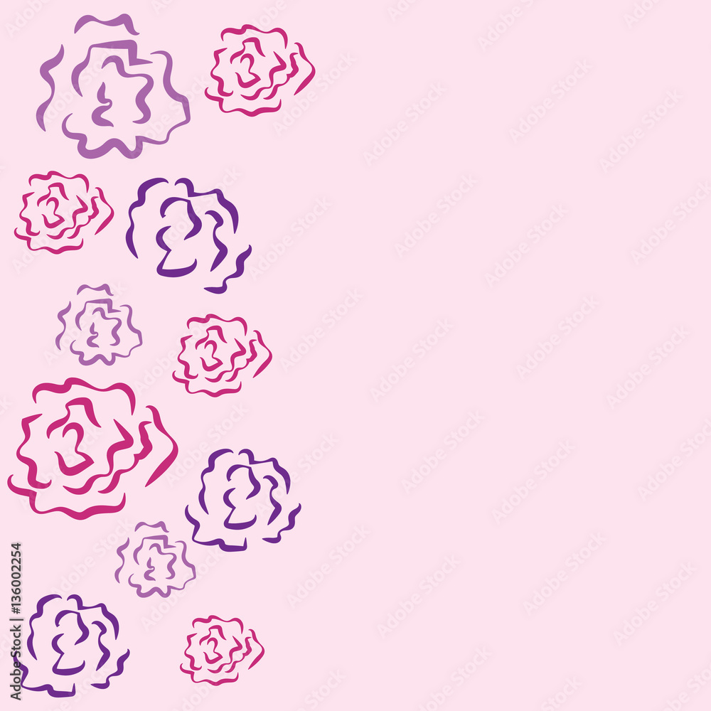 vector illustration rose on a pink background