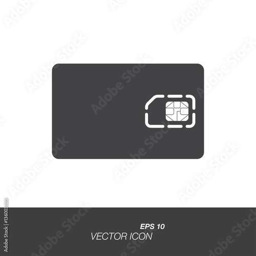 Sim card icon in flat style isolated on white background.
