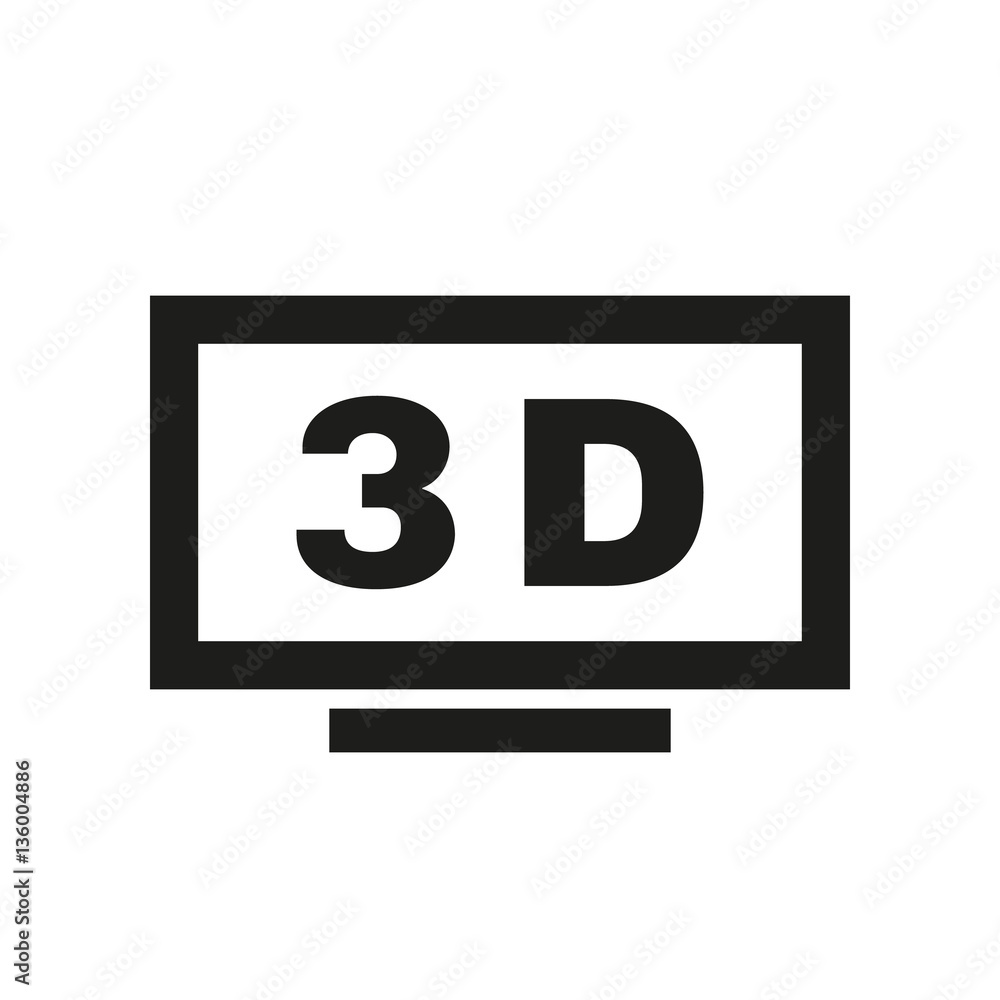 3D TV icon. Television and display, televisor symbol. Flat design. Stock - Vector illustration 3D TV icon. Television and display, televisor symbol. Flat design. Stock - Vector illustration