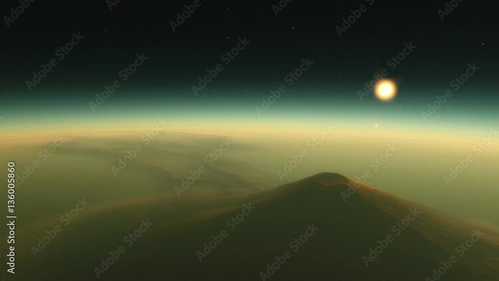 Space timelapse animation showing the entrance into the atmosphere of volcanic exoplanet with Earth-like features
Space timelapse animation showing the entrance into the atmosphere of volcanic exoplanet with Earth-like features