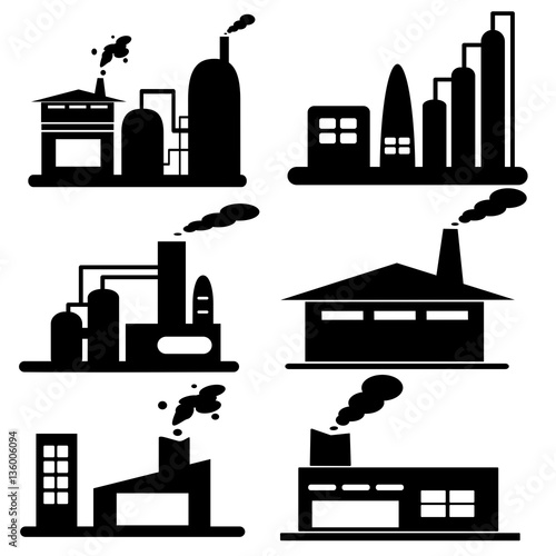 Icon set.Industrial building factory.