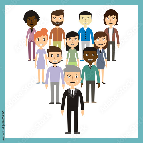 Leadership concept - group of workers should be the leader