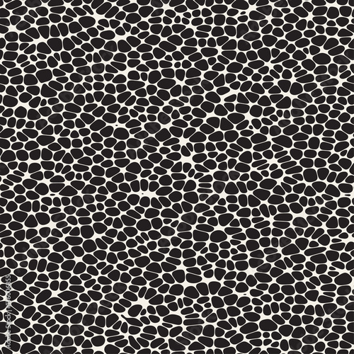 Organic Irregular Rounded Jumble Shapes. Vector Seamless Black and White Pattern