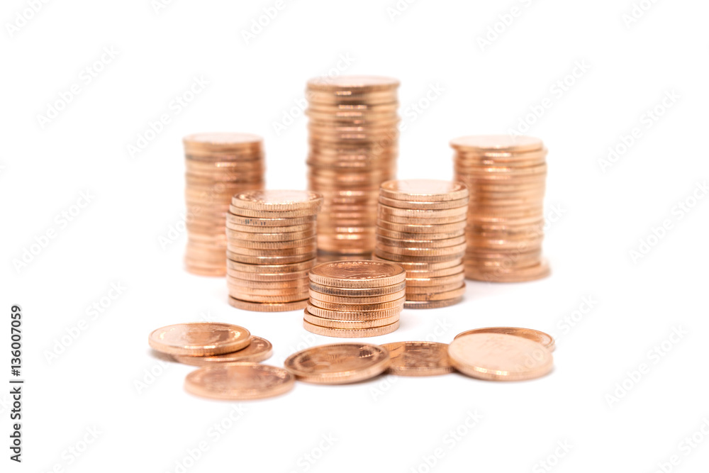 coin, bronze coin stack isolated on white background coin, bronze coin stack isolated on white background