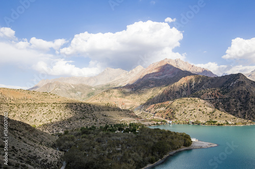 Iskanderkul mountain lake of glacial origin in Fann Mountains  Tajikistan  Sughd Province
