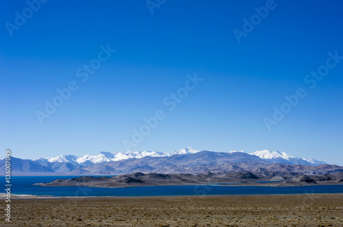 Karakul, Qarokul lake in the Pamir Mountains, Tajikistan