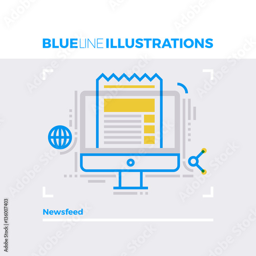 Newsfeed Blue Line Illustration.