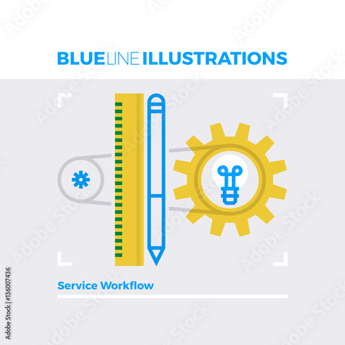 Service Workflow Blue Line Illustration.