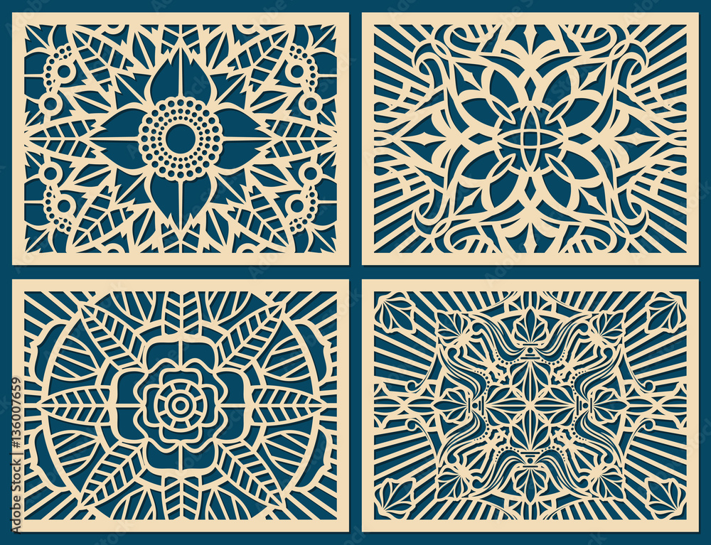 Obraz premium Laser cutting wall pattern canvas vector template panel