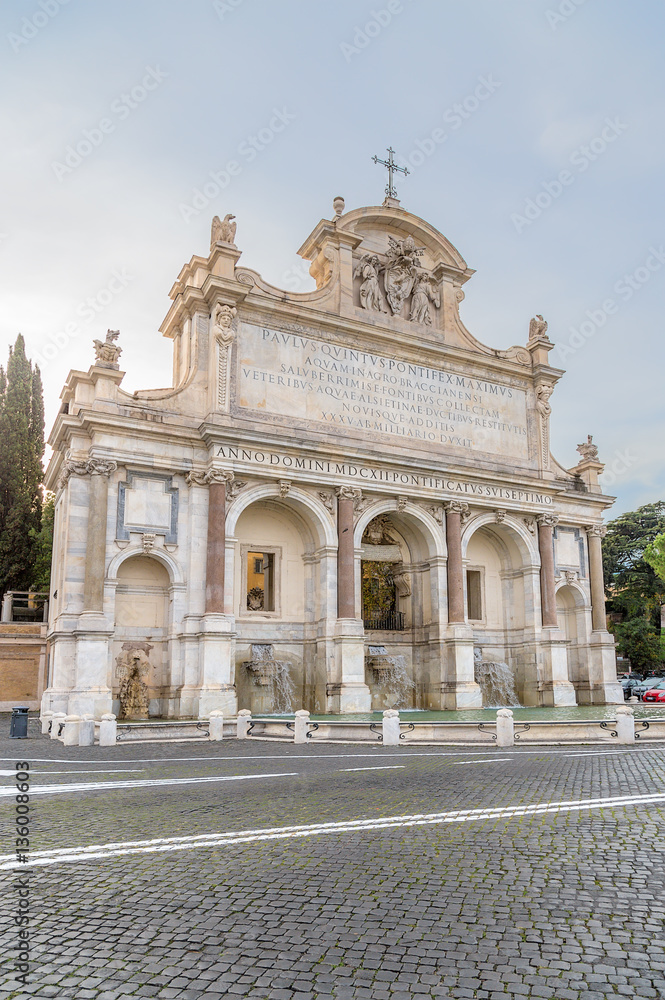 Rome, Italy. Fountain of Acqua Paola on the Janiculum hill, 1612