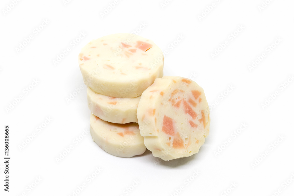 Vietnamese Pork Sausage sliced isolated on white background Vietnamese Pork Sausage sliced isolated on white background