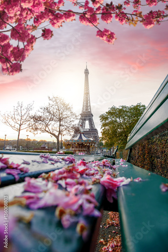 Eiffel Tower during spring time in Paris, France