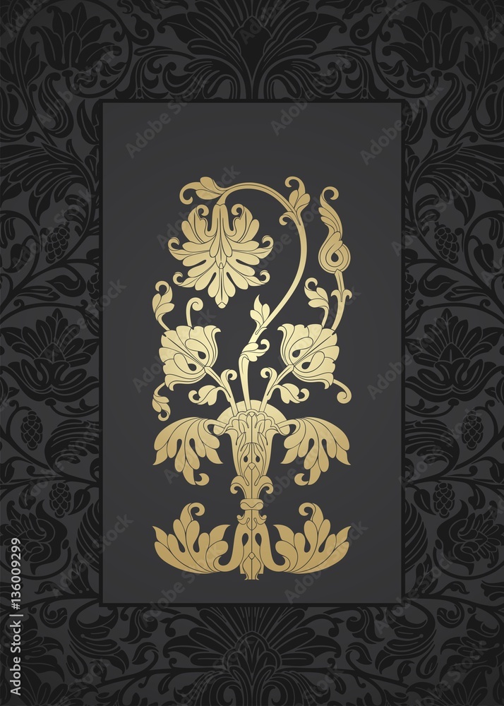 Naklejka premium wedding card design, paisley floral pattern , royal India