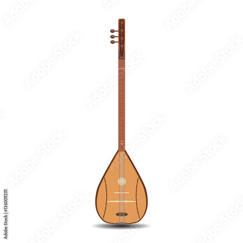 Vector illustration of turkish baglama saz in flat style
