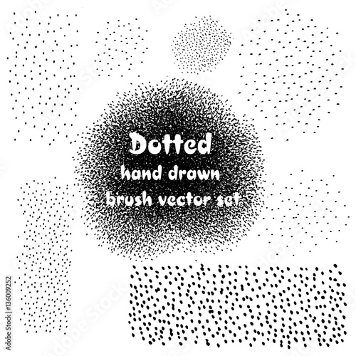 Dotted hand drawn abstract vector brush set