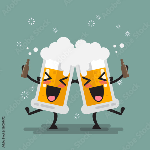 Two drunk beer glasses character