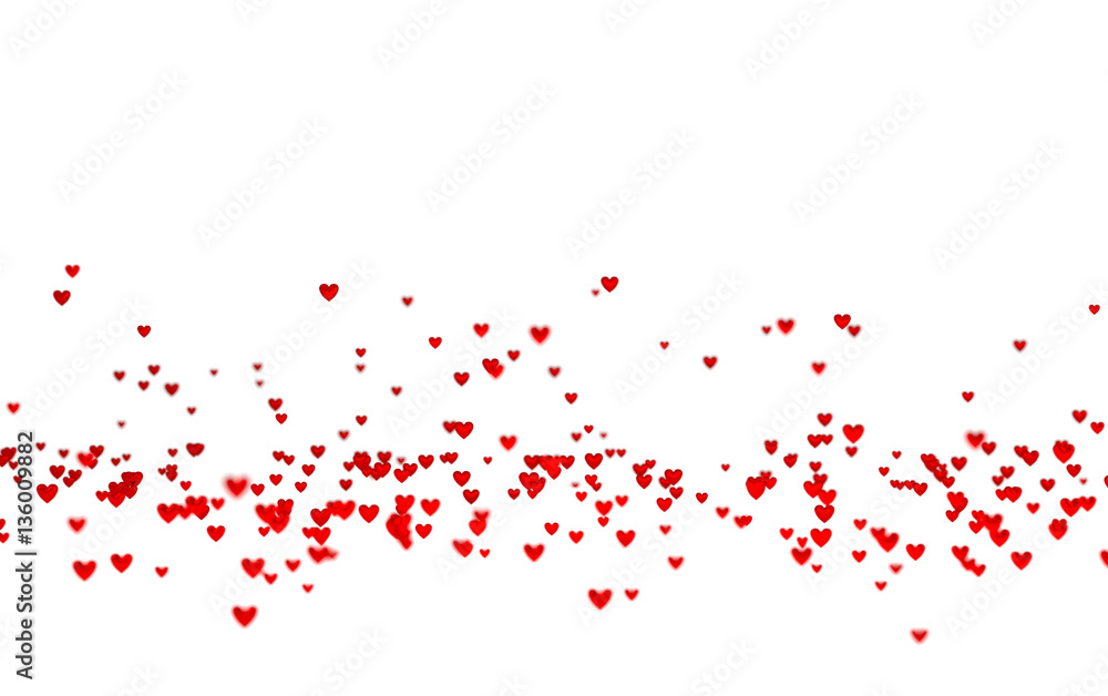 Lots of Tiny Red Hearts in Down with a Defocus Effect