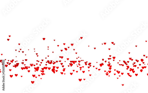 Fototapeta Naklejka Na Ścianę i Meble -  Lots of Tiny Red Hearts in Down with a Defocus Effect