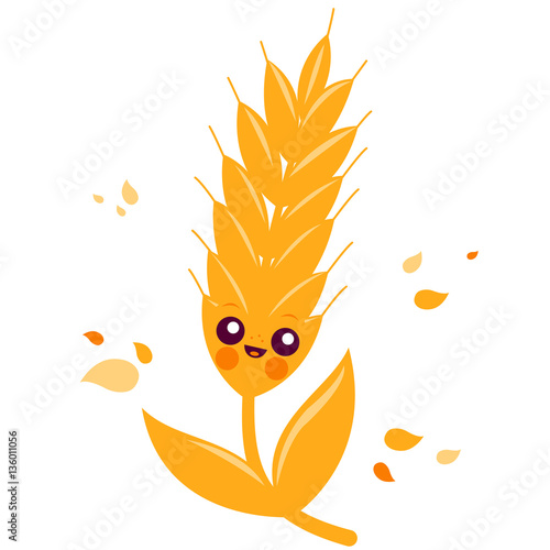 Cute wheat or barley character. Vector illustration