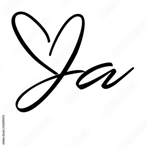 Ja mit Herz für Hochzeit mit Text oder Verliebte 