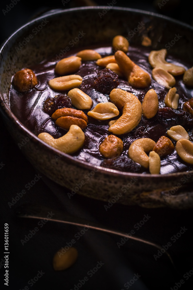 Chocolate pudding variety nuts mystical light Chocolate pudding variety nuts mystical light