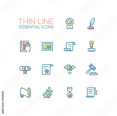 Law and Justice - Thin Line Icons Set