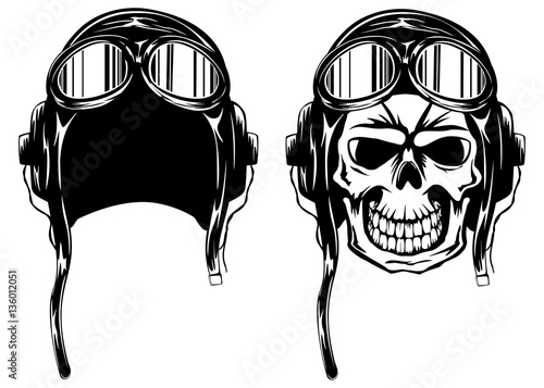 skull kamikaze in helmet Fototapeta