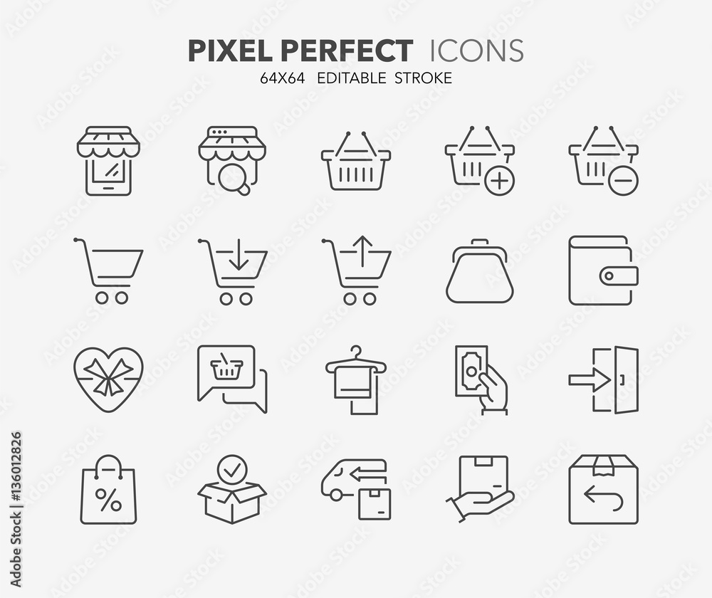 shopping thin line icons 3 shopping thin line icons 3