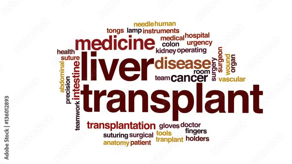 Liver transplant animated word cloud, text design animation. Liver transplant animated word cloud, text design animation.