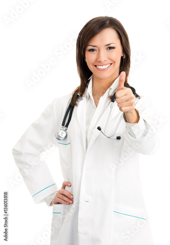 doctor with thumbs up gesture  isolated