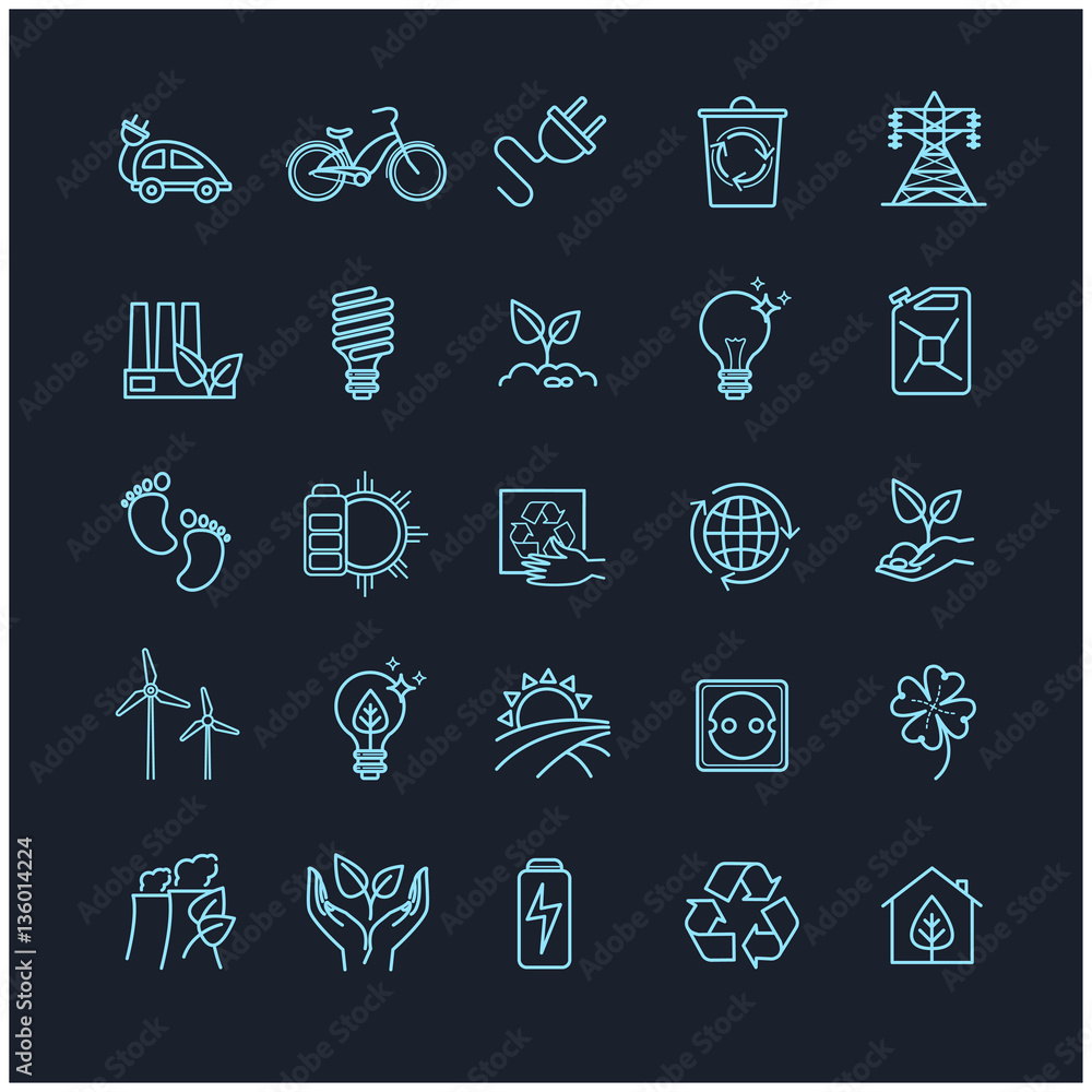 Outline icons set - ecology, green technology, organic Outline icons set - ecology, green technology, organic
