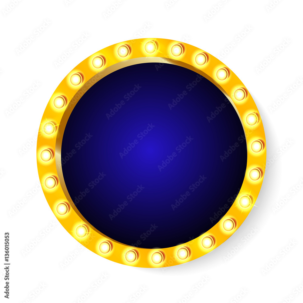 Vector illustration of round retro light frame isolated on white background. Vector illustration of round retro light frame isolated on white background.