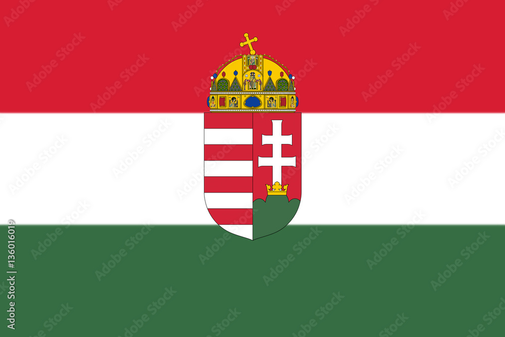 Ταπετσαρία Hungarian National Flag With Coat Of Arms 3D illustration