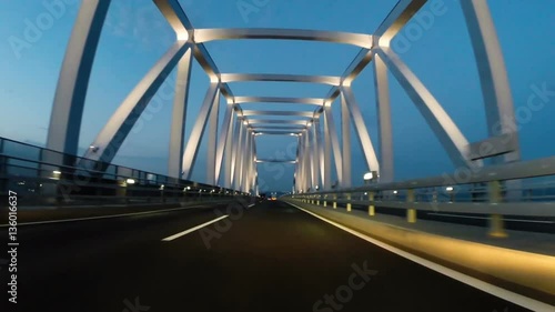 Wallpaper Mural Slow motion variation driver POV through the Tokyo Gate Bridge during twilight. Torontodigital.ca