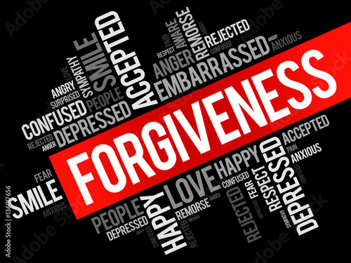 Forgiveness word cloud collage, social concept background