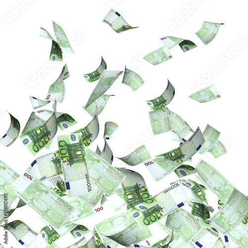 Flying banknotes of euros