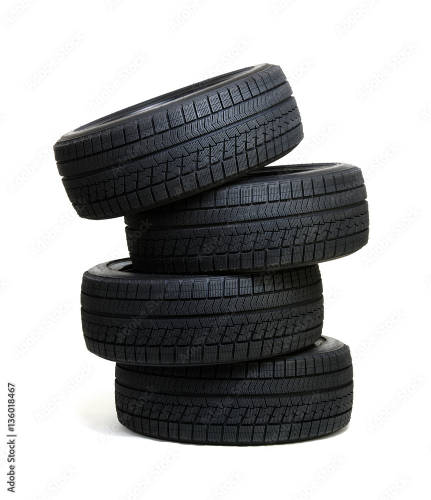 Car tires on white Car tires on white