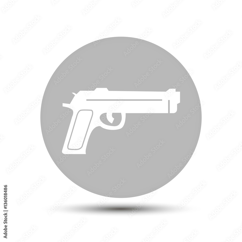 Pistol vector icon on gray background Pistol vector icon on gray background