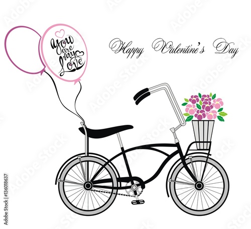 Bicycle with a basket full of flowers