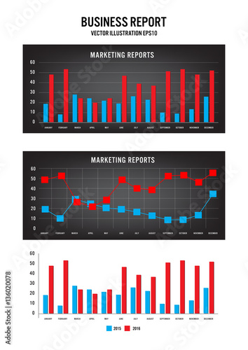 Business report graph vector EPS10