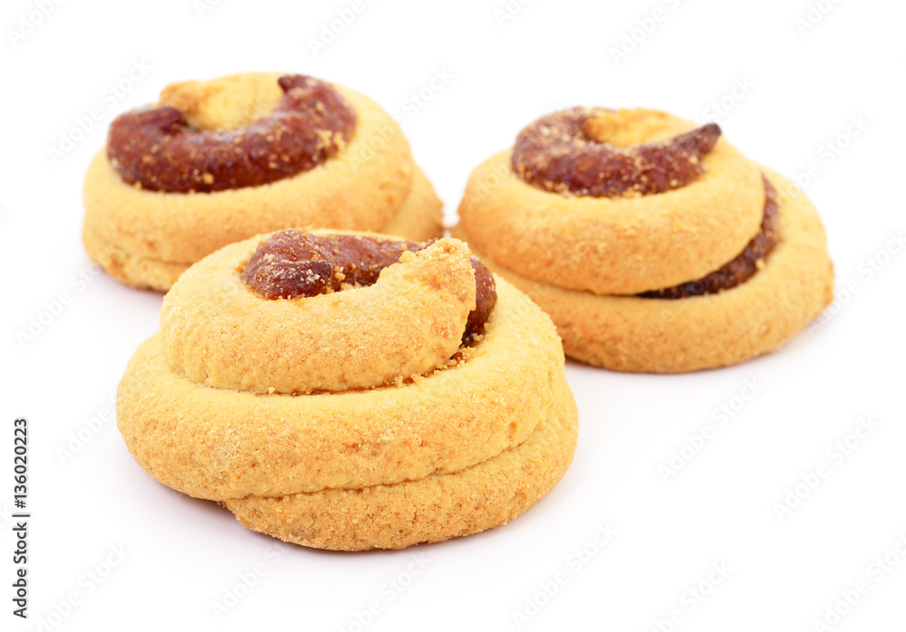 Three cookies with jam. Three cookies with jam.